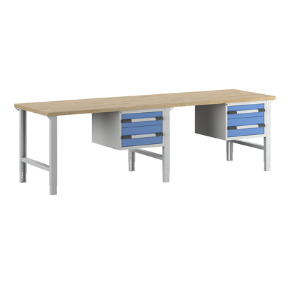 Workbench, Series 7000 modular system, 4 drawers, extra wide, WxD 3000 x 900 mm.