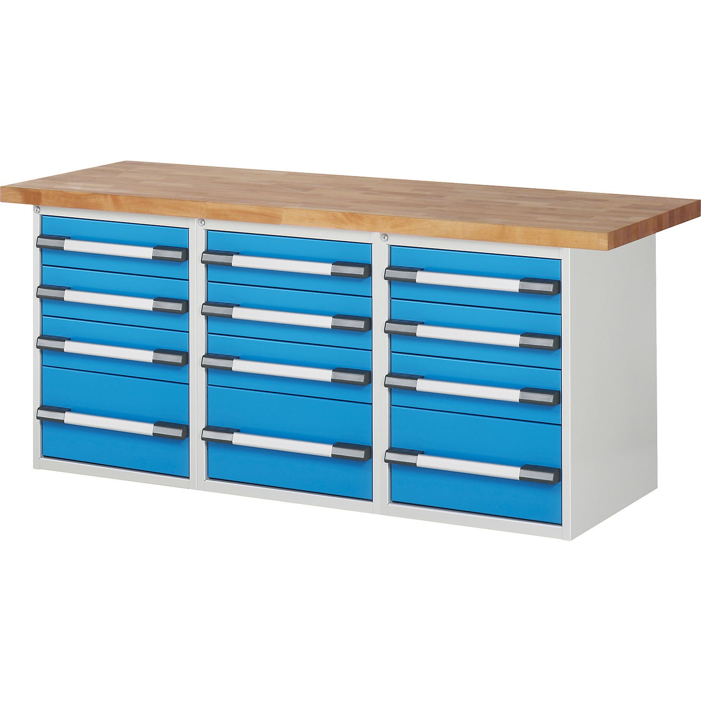 Workbench, Series 7000 modular system, 12 drawers, WxD 2000 x 700 mm.
