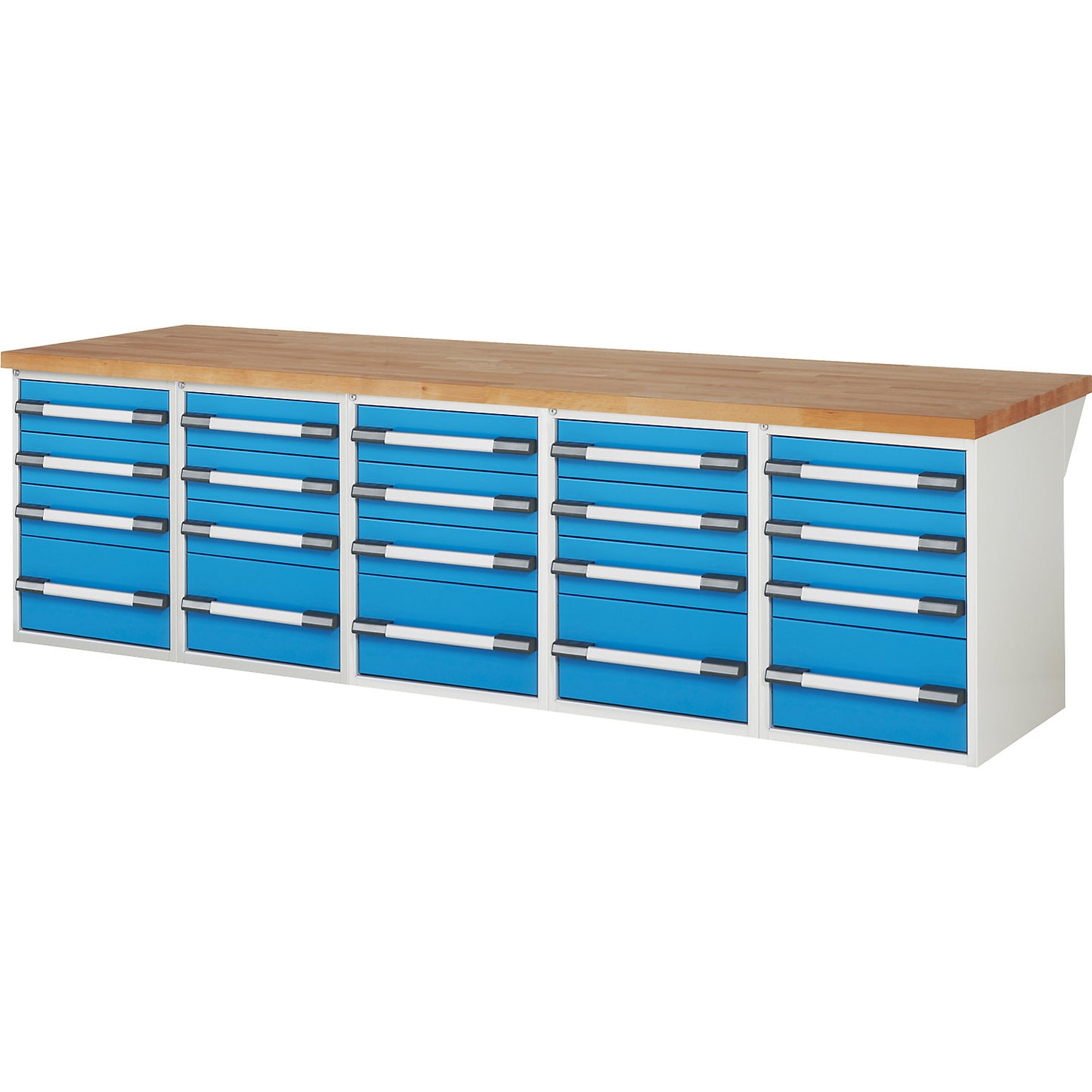 Workbench, Series 7000 modular system, 20 drawers, WxD 3000 x 900 mm.