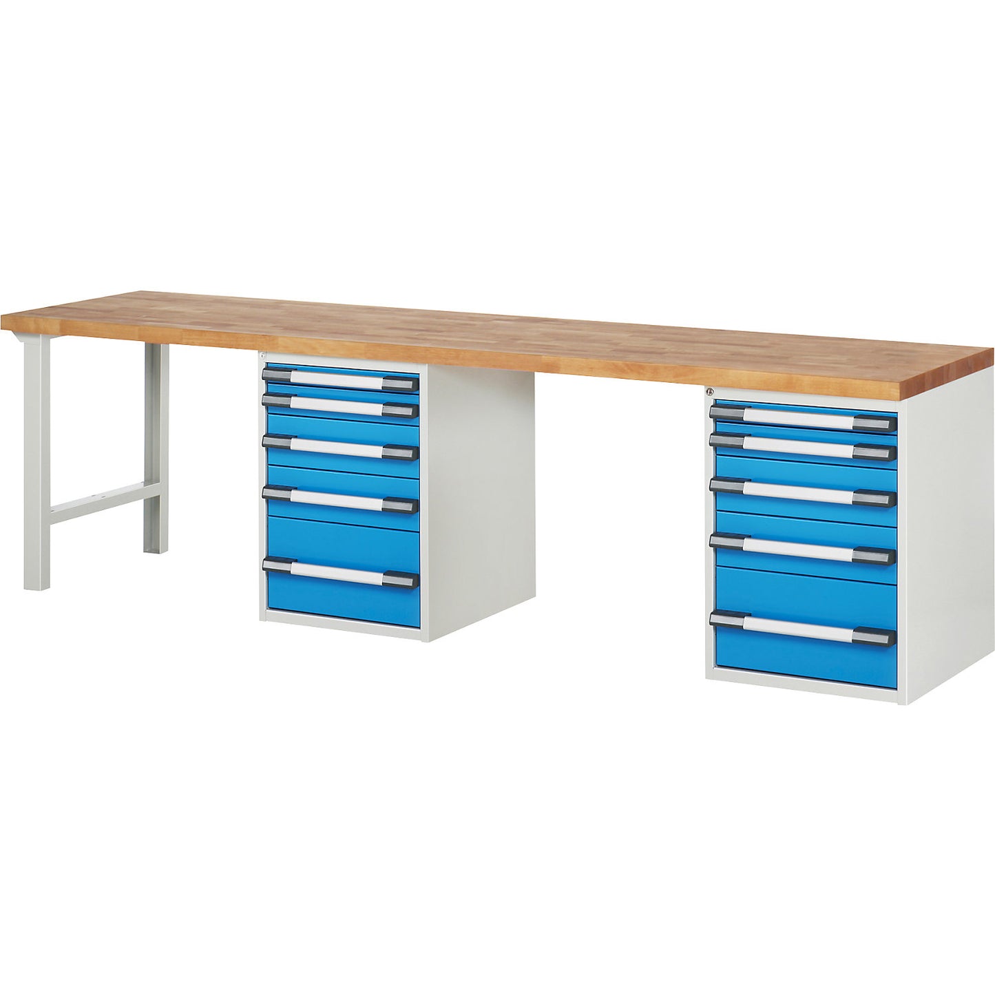 Workbench, Series 7000 modular system, 10 drawers, extra wide, WxD 3000 x 700 mm.