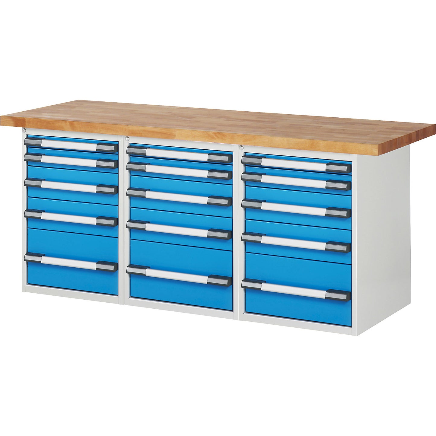 Workbench, Series 7000 modular system, 15 drawers, WxD 2000 x 700 mm.
