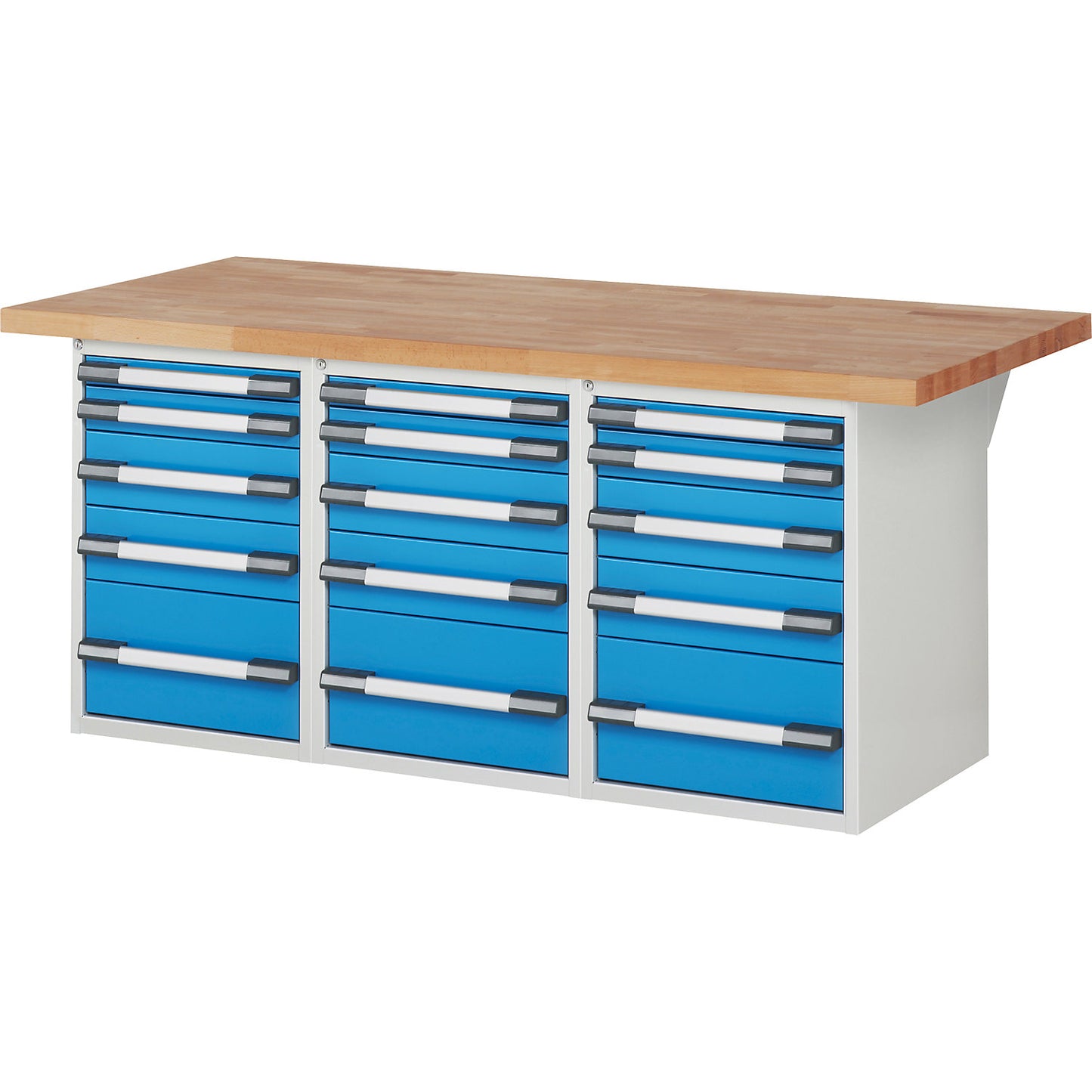 Workbench, Series 7000 modular system, 15 drawers, WxD 2000 x 900 mm.