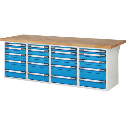 Workbench, Series 7000 modular system, 20 drawers, WxD 2500 x 900 mm.