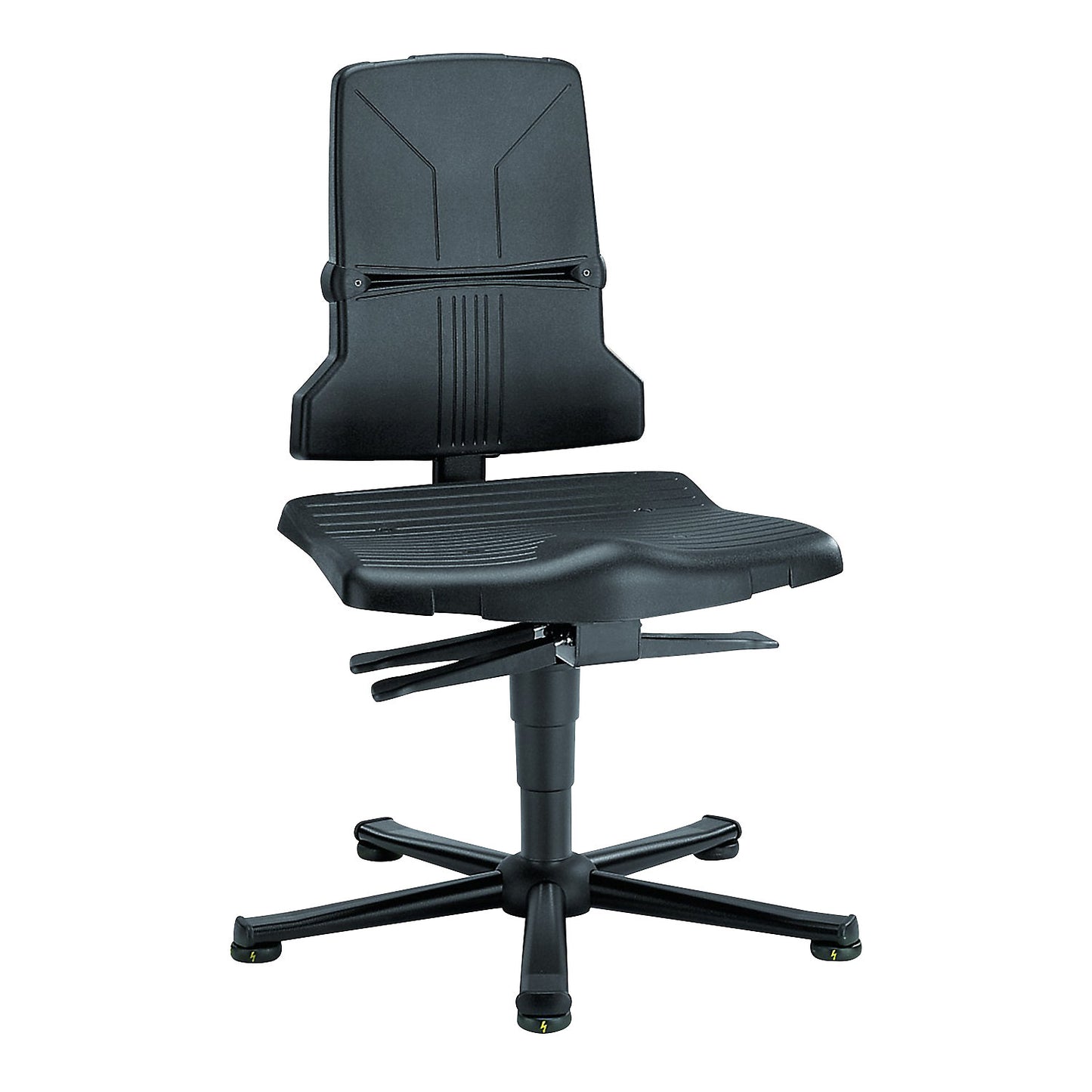 SINTEC industrial swivel chair, plastic, ESD model, with glides.