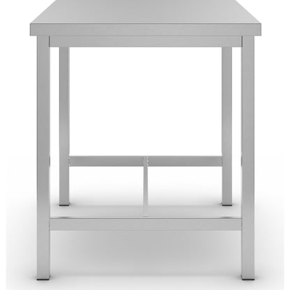 Stainless steel work table, 1 centre brace, width 800 mm.