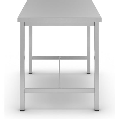 Stainless steel work table, 1 centre brace, width 1200 mm.