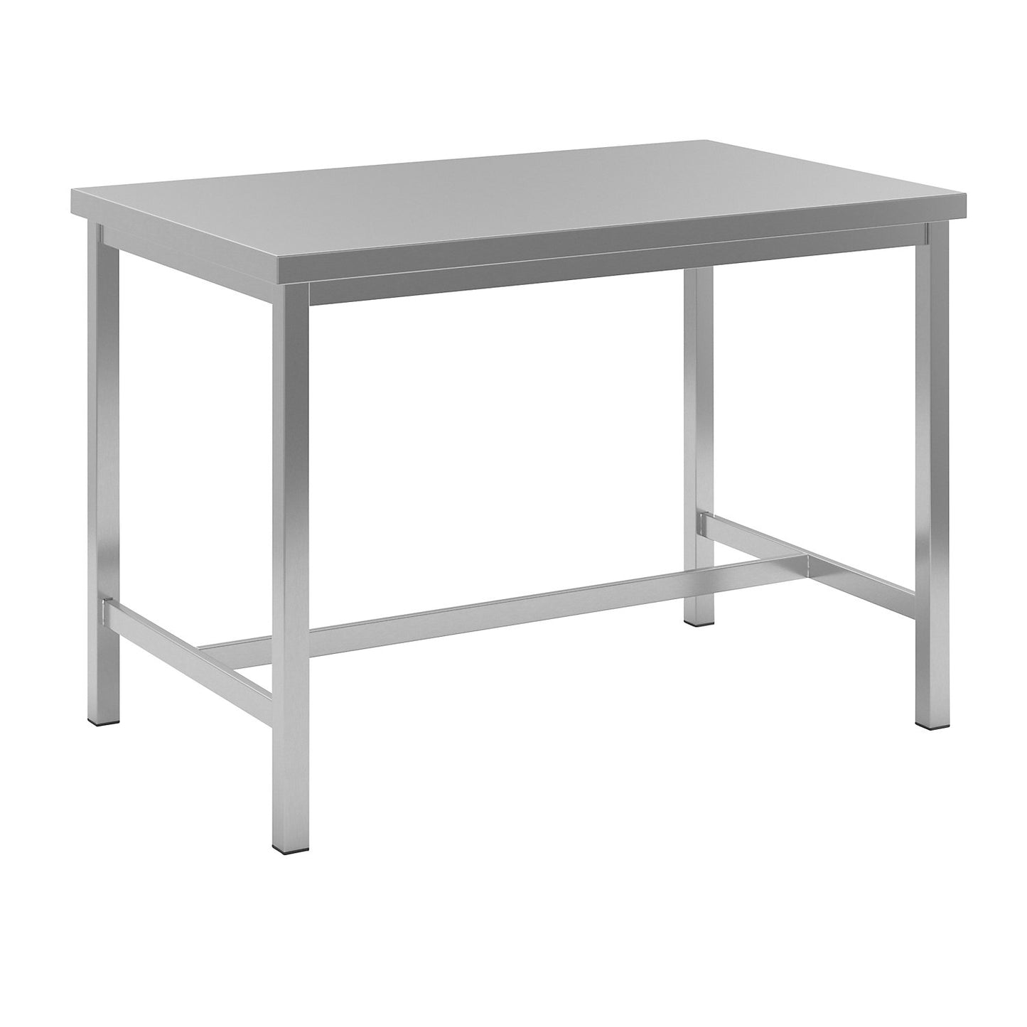 Stainless steel work table, 1 centre brace, width 1200 mm.
