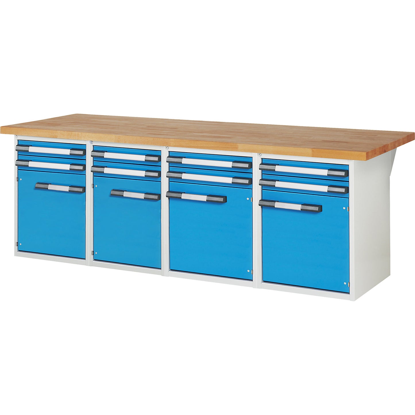 Workbench, Series 7000 modular system, 8 drawers, 4 doors, WxD 2500 x 900 mm.