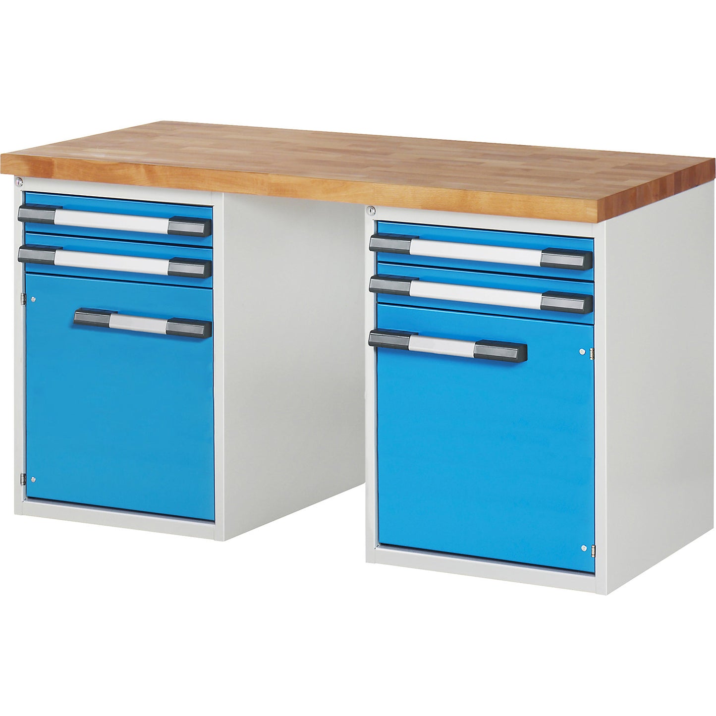 Workbench, Series 7000 modular system, 4 drawers, 2 doors, WxD 1500 x 700 mm.
