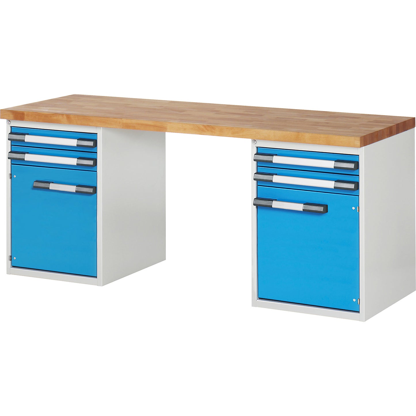 Workbench, Series 7000 modular system, 4 drawers, 2 doors, WxD 2000 x 700 mm.