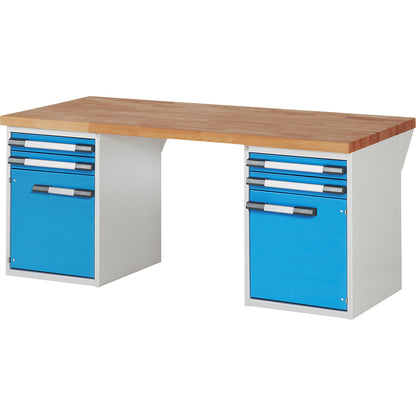Workbench, Series 7000 modular system, 4 drawers, 2 doors, WxD 2000 x 900 mm.