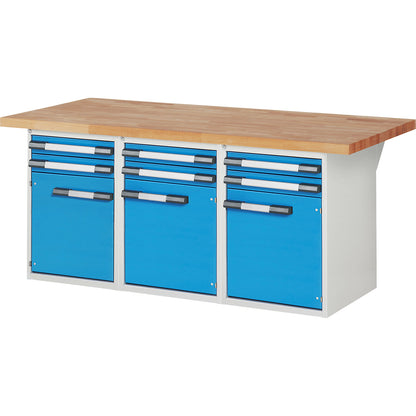 Workbench, Series 7000 modular system, 6 drawers, 3 doors, WxD 2000 x 900 mm.