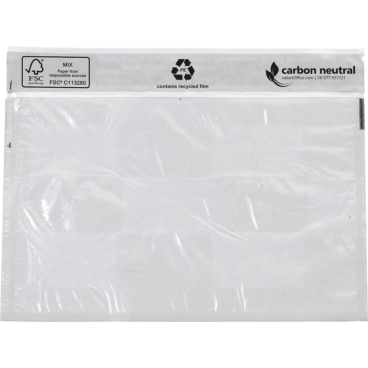 Recycled document bags, blank, pack of 1000, LxW 175 x 117 mm.