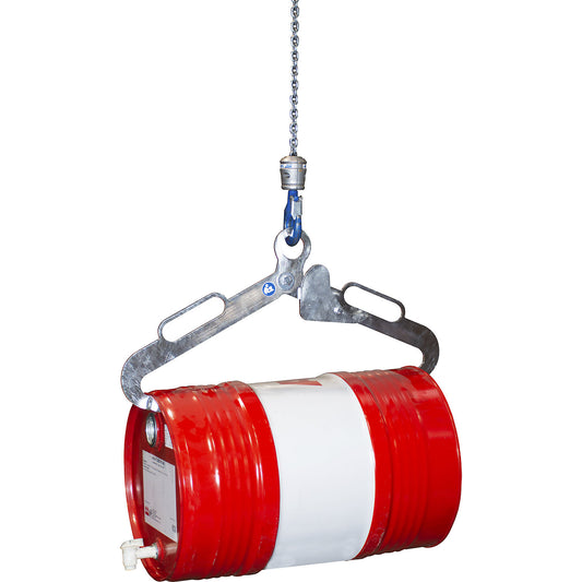 Drum tong, for horizontal, 60 l steel bung drums, zinc plated.