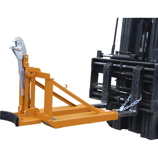 Drum lifter with wide rim grip, for 1 drum, yellow orange.