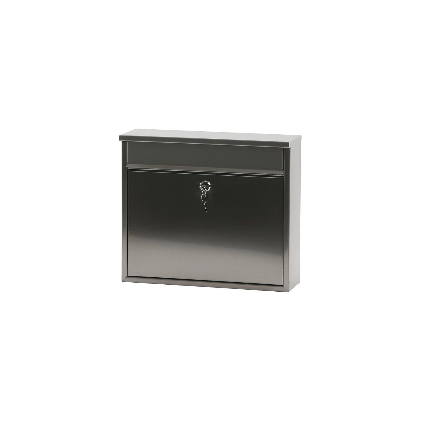 Letter box, with level roof, HxWxD 320 x 360 x 100 mm, stainless steel.