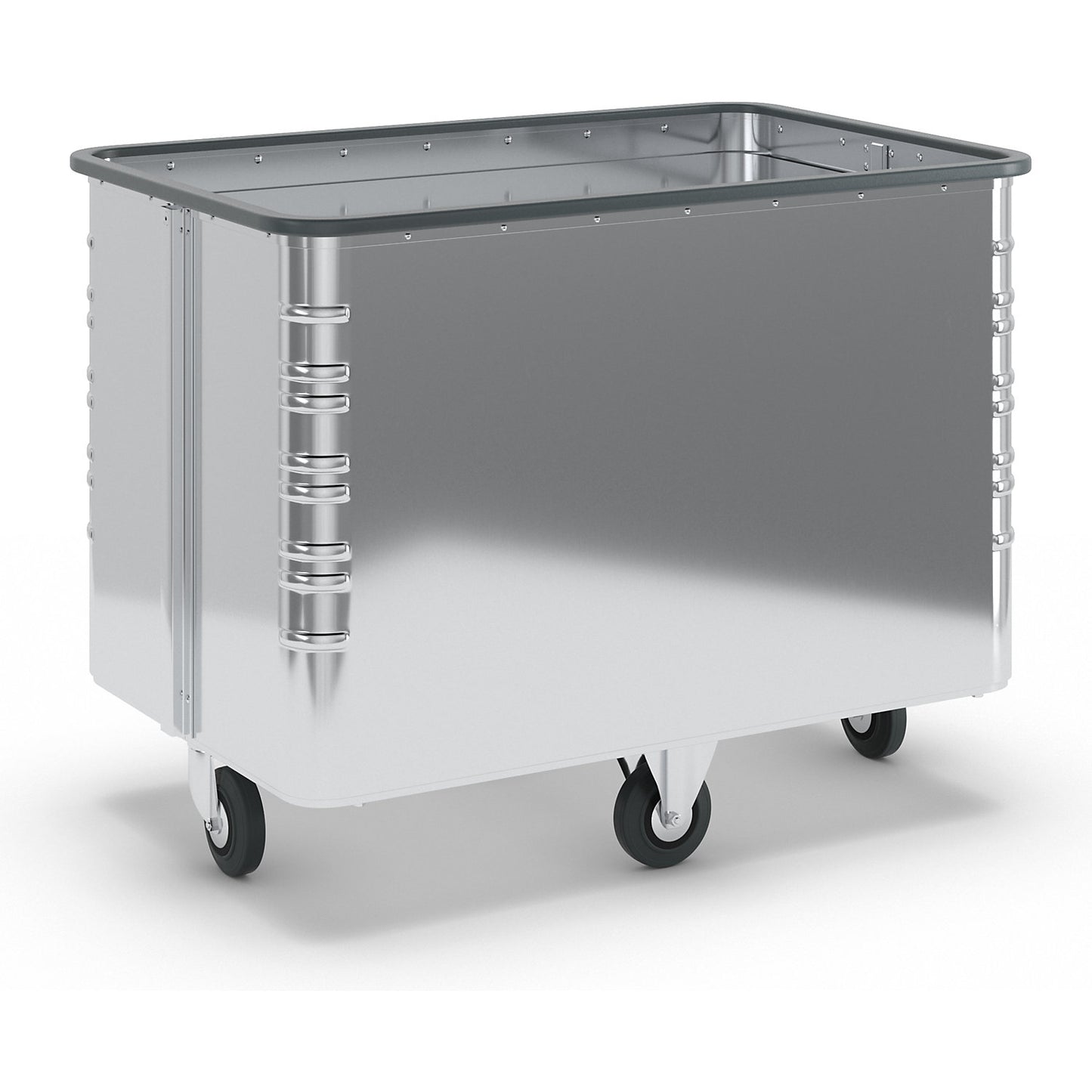 Spring-loaded truck, anodised aluminium, 2 swivel castors, 2 fixed castors.