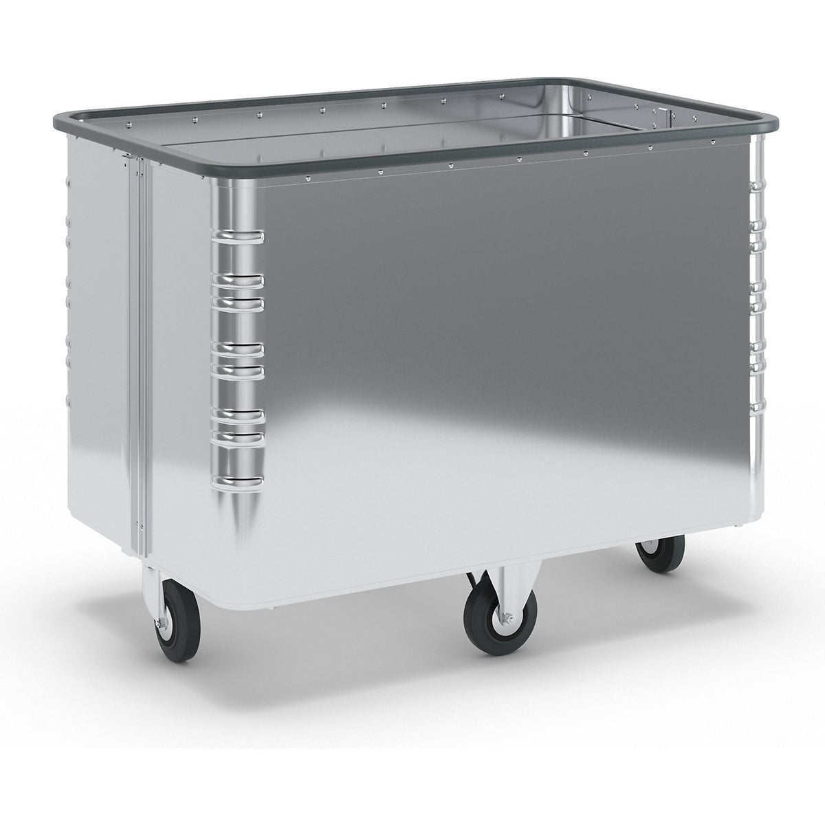 Spring-loaded truck, anodised aluminium, 2 swivel castors, 2 fixed castors.