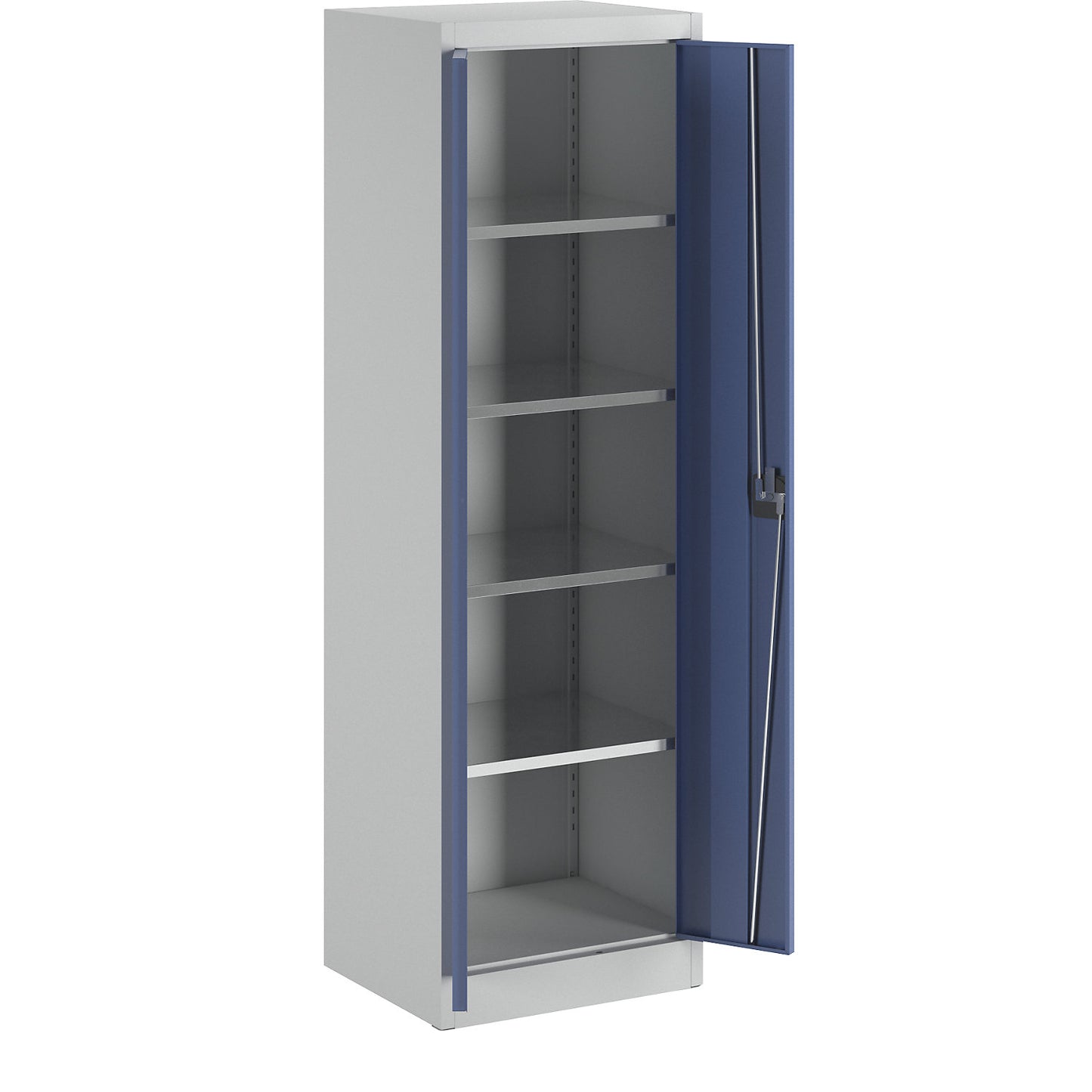 Storage cupboard, HxW 1950 x 600 mm, depth 500 mm, housing light grey, doors brilliant blue.