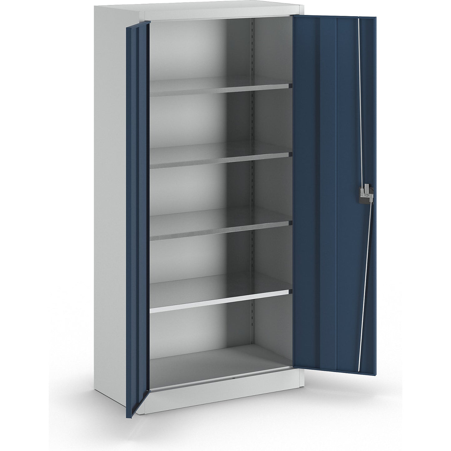 Storage cupboard, HxW 1950 x 950 mm, depth 500 mm, housing light grey, doors brilliant blue.