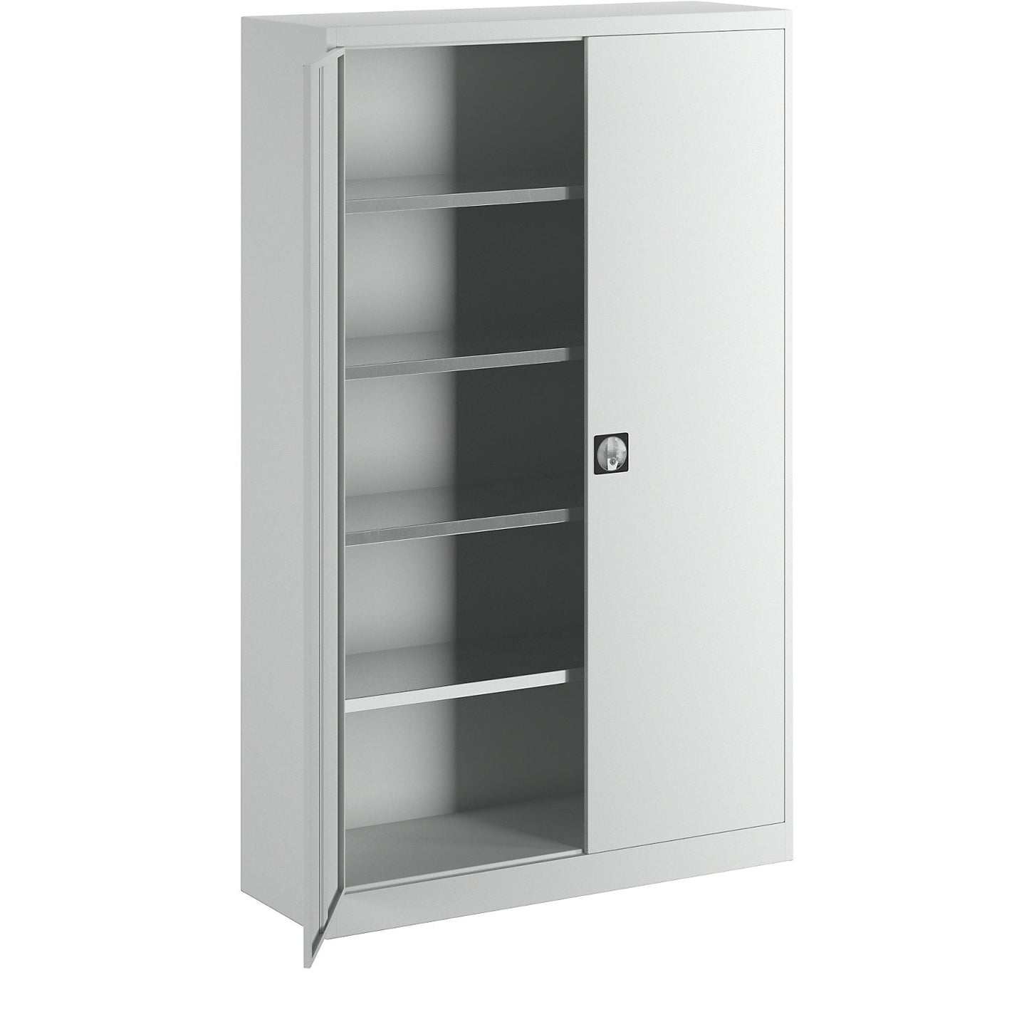 Storage cupboard, HxWxD 1950 x 1200 x 420 mm, light grey.