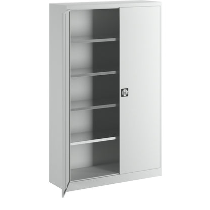 Storage cupboard, HxWxD 1950 x 1200 x 420 mm, light grey.