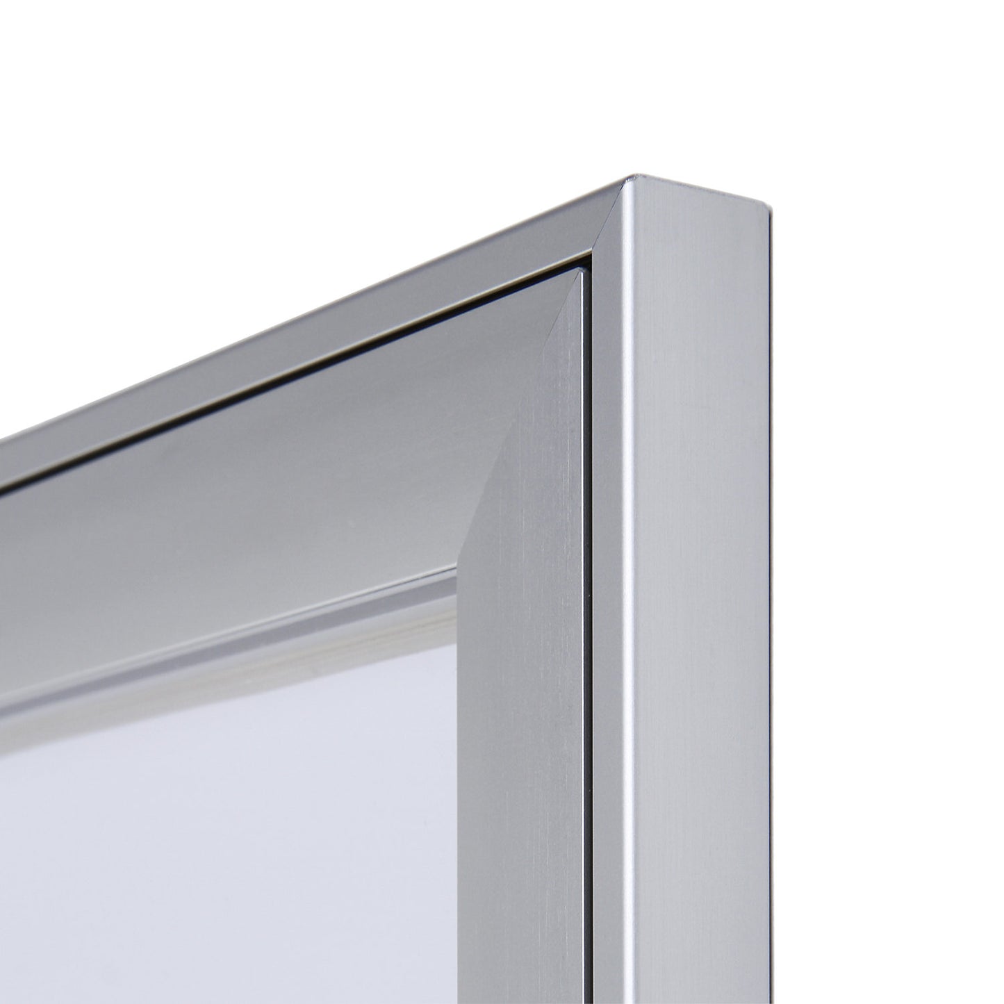 Display case with hinged door, external WxHxD 960 x 1005 x 33 mm, metal rear panel.