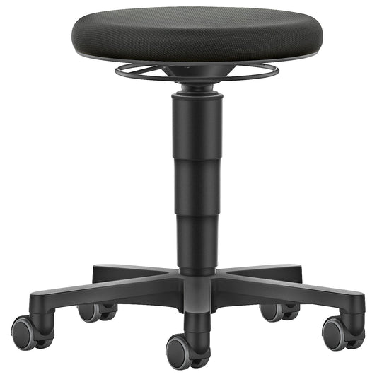 Allround stool, with castors, fabric, colour ring in grey.