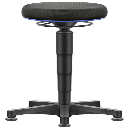 Allround stool, with floor glides, fabric, colour ring in blue.