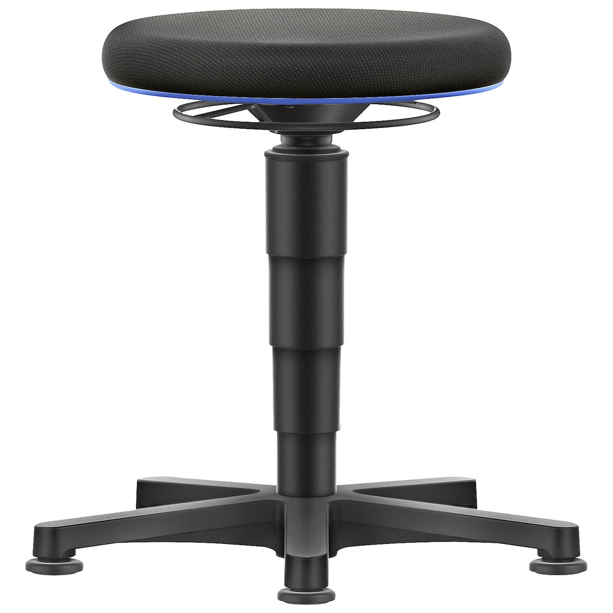 Allround stool, with floor glides, fabric, colour ring in blue.