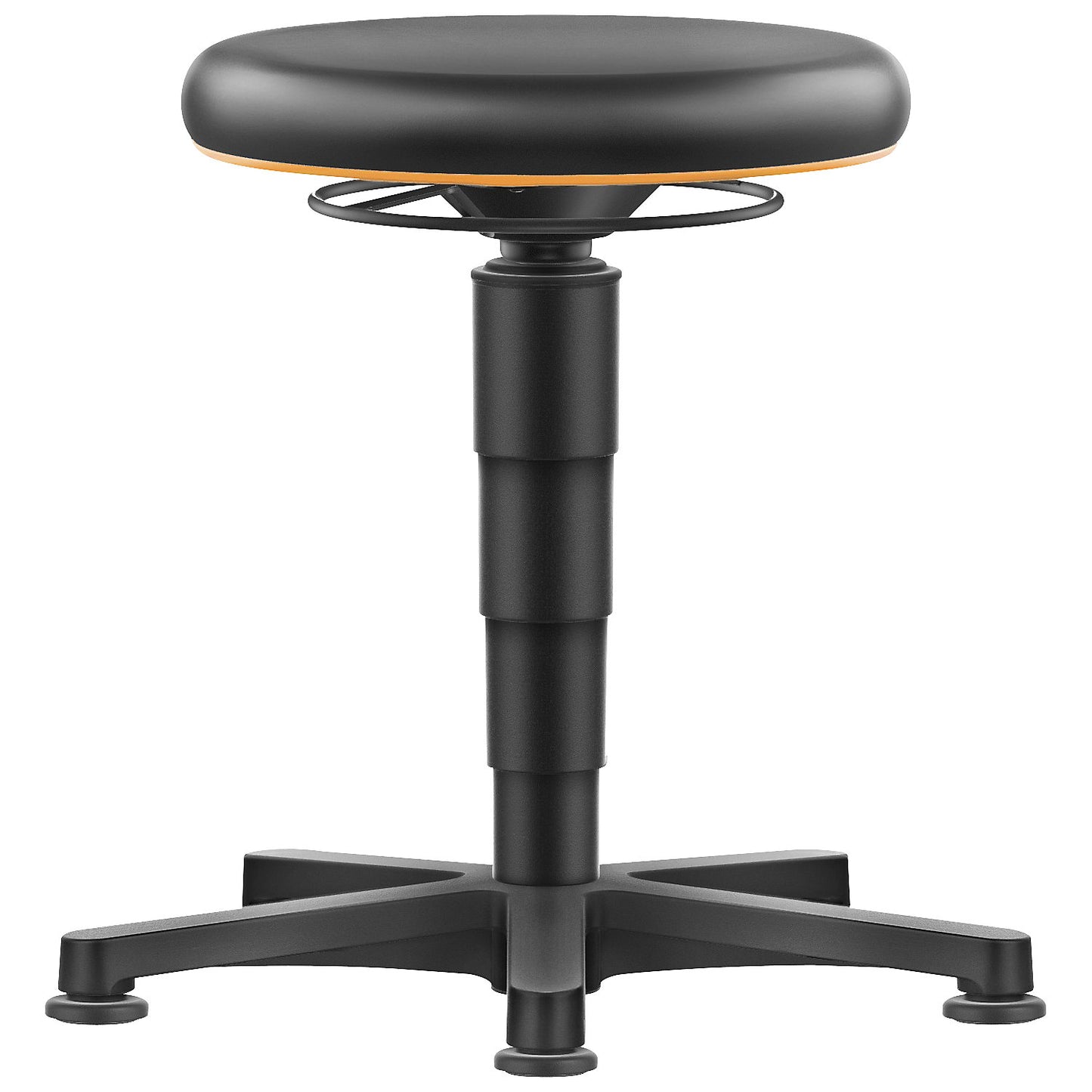 Allround stool, with floor glides, vinyl, colour ring in orange.