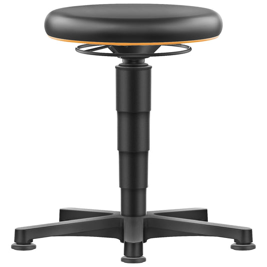Allround stool, with floor glides, vinyl, colour ring in orange.