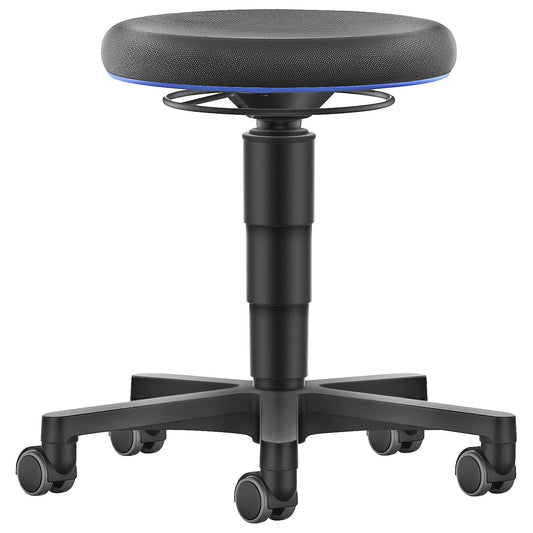 Allround stool, with castors, Supertec, colour ring in blue.