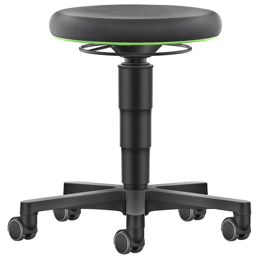 Allround stool, with castors, Supertec, colour ring in green.