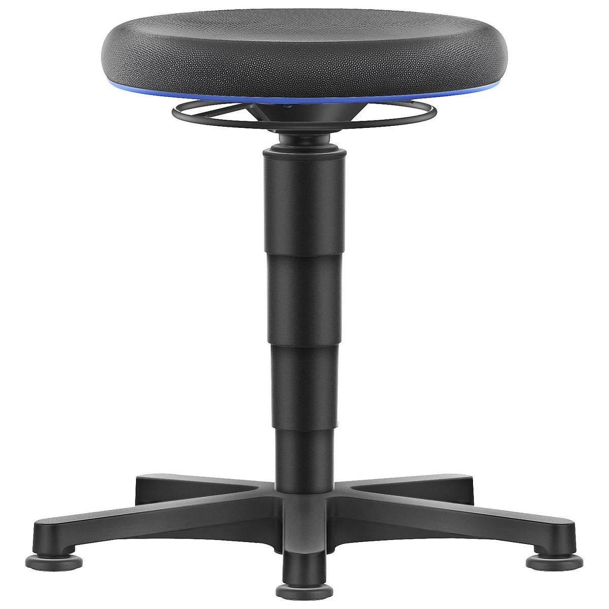 Allround stool, with floor glides, Supertec, colour ring in blue.
