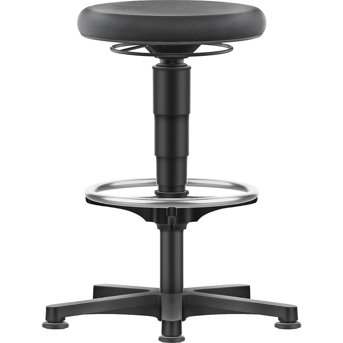 Allround stool, with glides, foot ring, Supertec, colour ring in grey.
