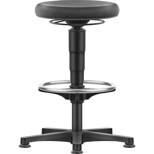 Allround stool, with glides, foot ring, Supertec, colour ring in grey.
