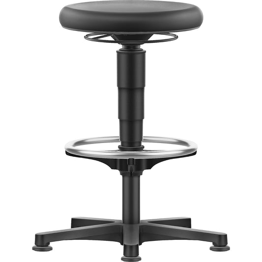 Allround stool, with glides, foot ring, PU foam, colour ring in grey.