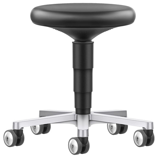 Cleanroom stool, vinyl, with castors.