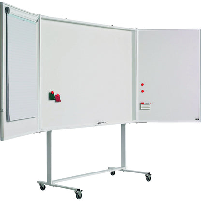 Folding whiteboard, complete set, sheet steel, enamel, 4:3 projection format.