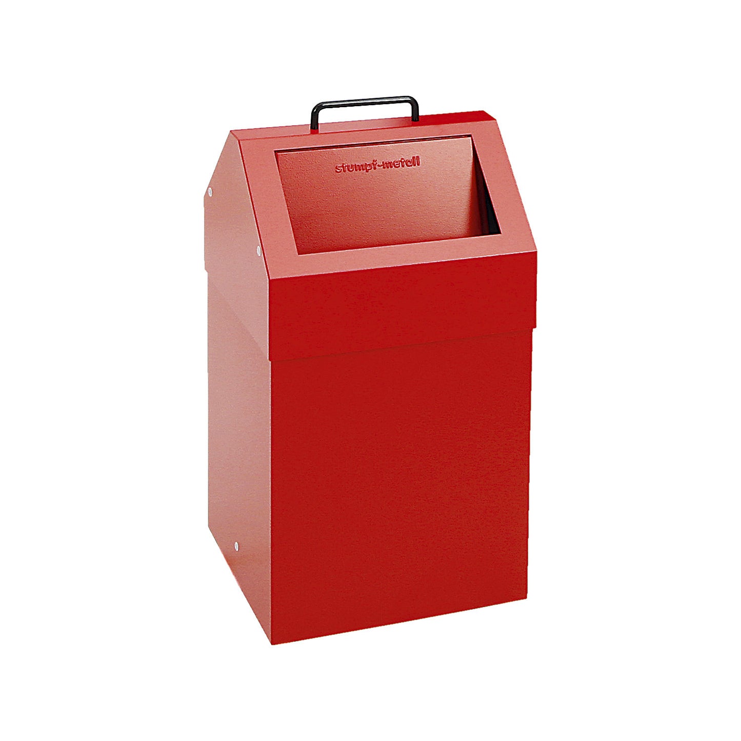Recyclable waste collector with flap, capacity 45 l, WxHxD 320 x 650 x 310 mm, stationary, red RAL 3000.