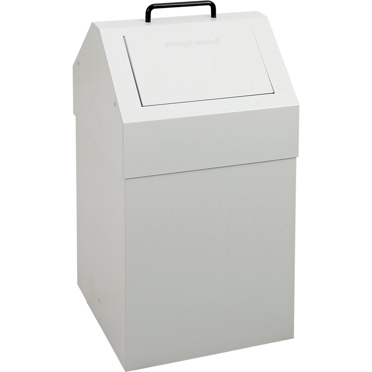 Recyclable waste collector with flap, capacity 45 l, WxHxD 320 x 650 x 310 mm, stationary, grey RAL 7035.
