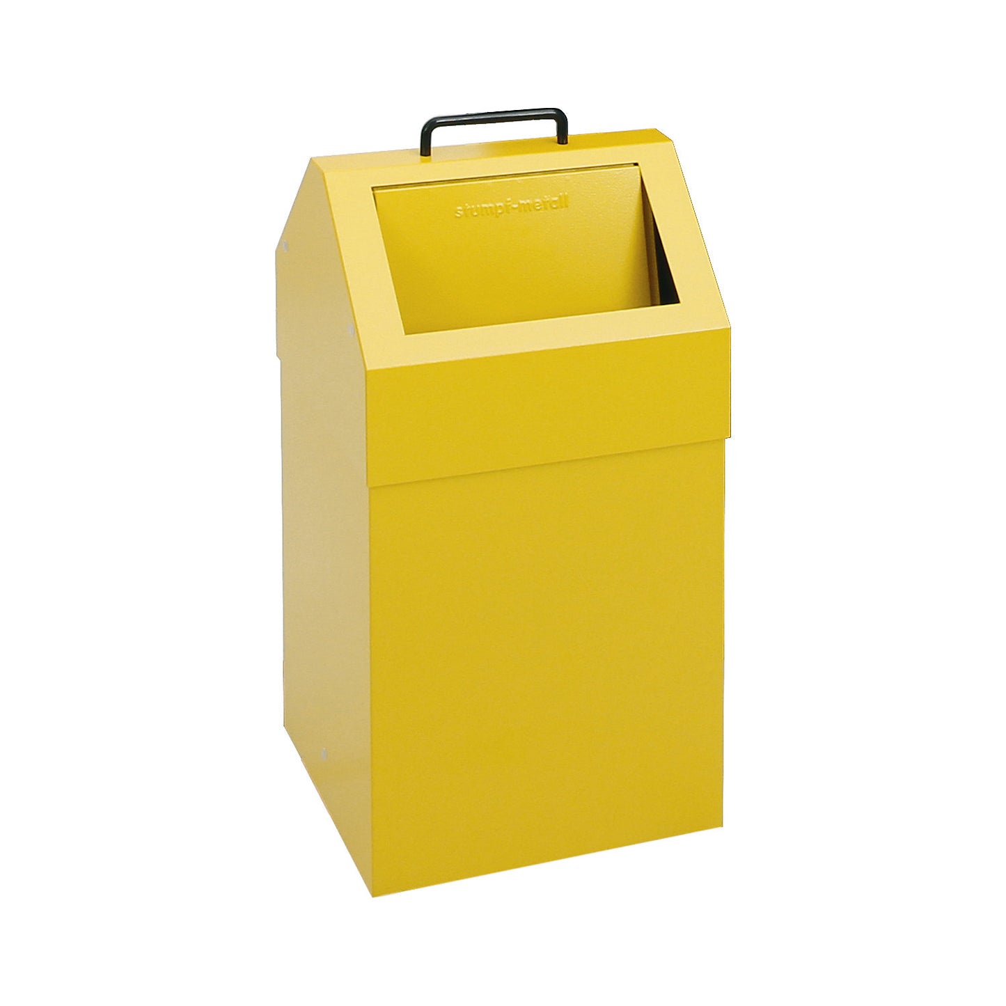 Recyclable waste collector with flap, capacity 45 l, WxHxD 320 x 650 x 310 mm, stationary, yellow RAL 1003.