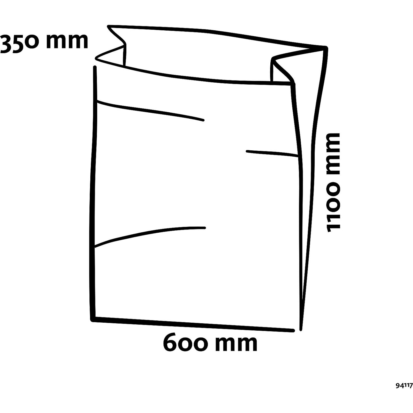 Premium waste sacks with side fold, LDPE, 180 l, LxWxH 600 x 350 x 1100 mm, 40 µm, grey, pack of 200.