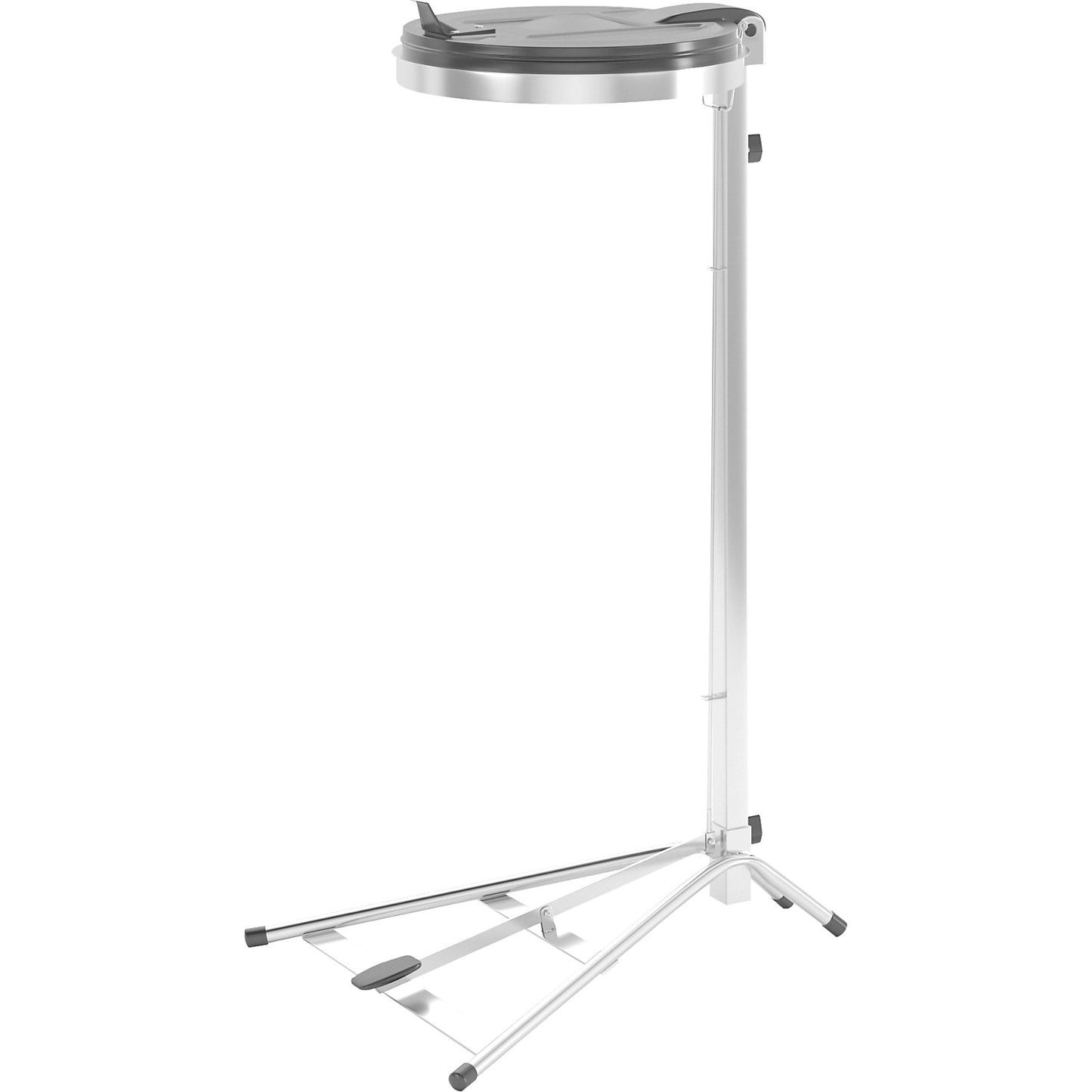 Waste sack stand, static frame, for capacity 120 l, with pedal, zinc plated, plastic lid.