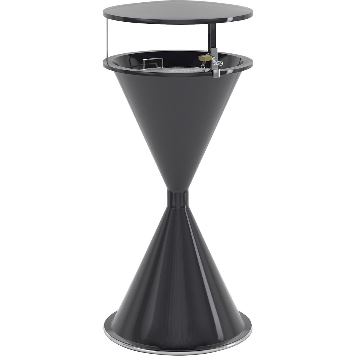 Conical ashtray made of steel, Ø 400 mm, with roof, charcoal.