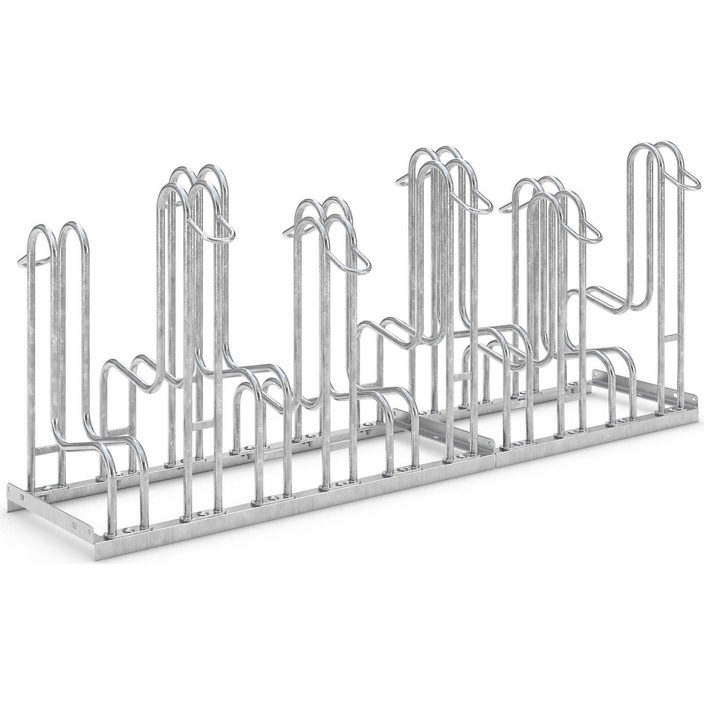 Bicycle stand, double sided, 10 parking spaces, tyre width up to 55 mm.