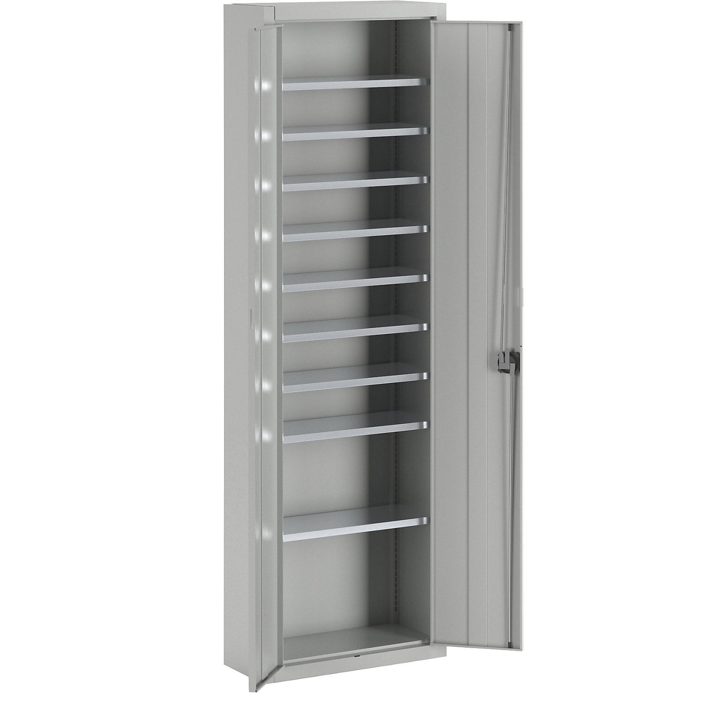 Storage cupboard, without open fronted storage bins, HxWxD 2150 x 680 x 280 mm, single colour, grey.