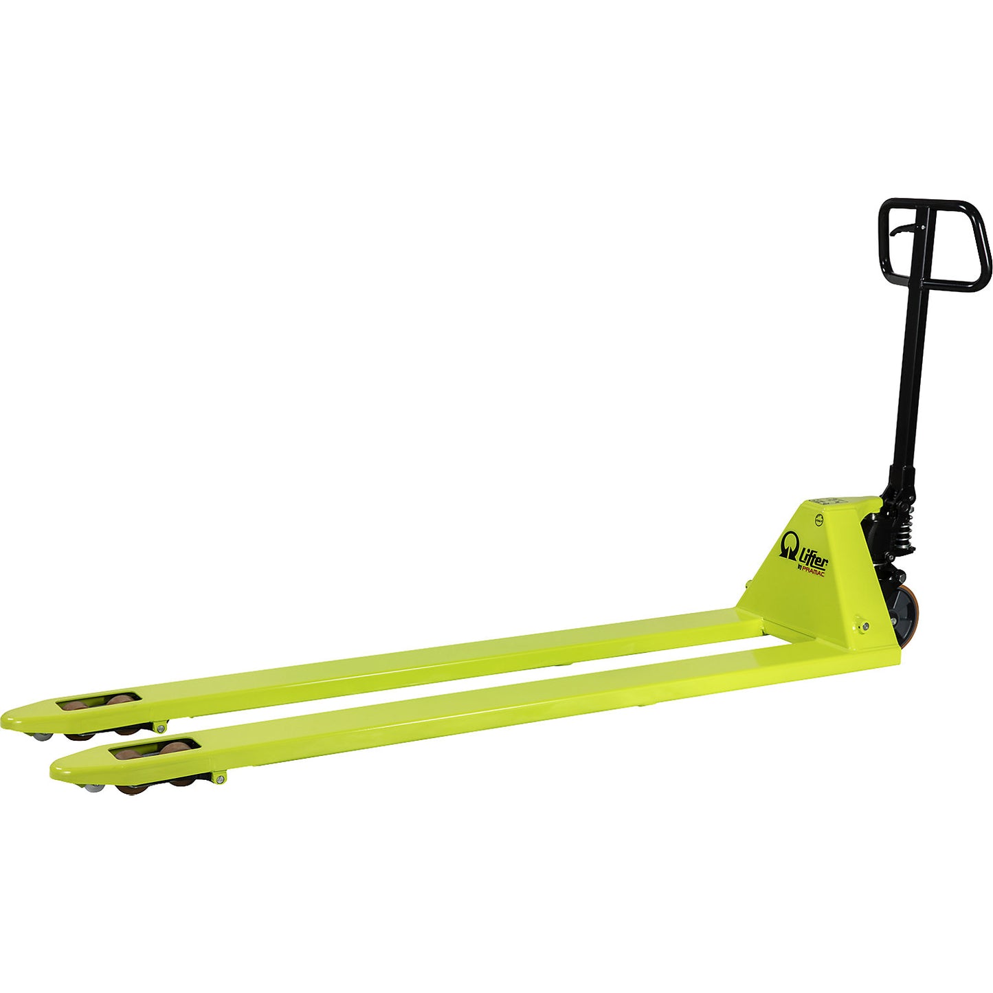 Pallet truck, max. load 3000 kg, green, fork length 2000 mm.