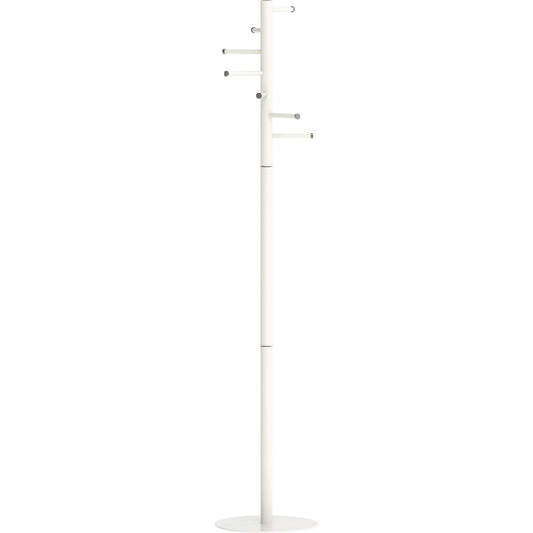 MAULcaurus coat stand, height 1770 mm, column Ø 40 mm, 7 hooks, white.